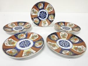 古伊万里　染錦　六寸皿　5客揃